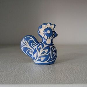 Pablo Zabal Blue and White 2" Ceramic Bird Figurine Handmade Collectible Signed